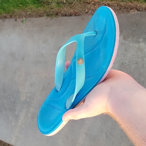 Teal women's flip flops - Picture 4 of 4